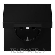 JUNG - BASE ENCHUFE SCHUKO® CON TAPA ABATIBLE NEGRO MATE
