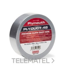 PLYMOUTH - CINTA AMERICANA MULTIUSO PLYDUCT 48 22,8mx50mmx0,25mm TEJIDO IMPERMEABLE GRIS
