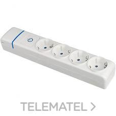 SOLERA - BASE MÚLTIPLE DE 4 TOMAS 2P+T 16A 250V CON INTERRUPTOR LUMINOSO COLOR BLANCO